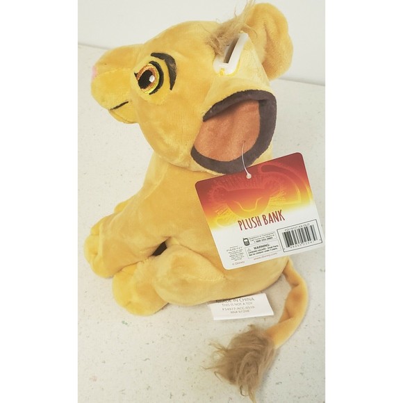 The Lion King Simba Plush Coin Piggy Bank 9" x 7" Disney Stuffed Animal NWT - Picture 6 of 7
